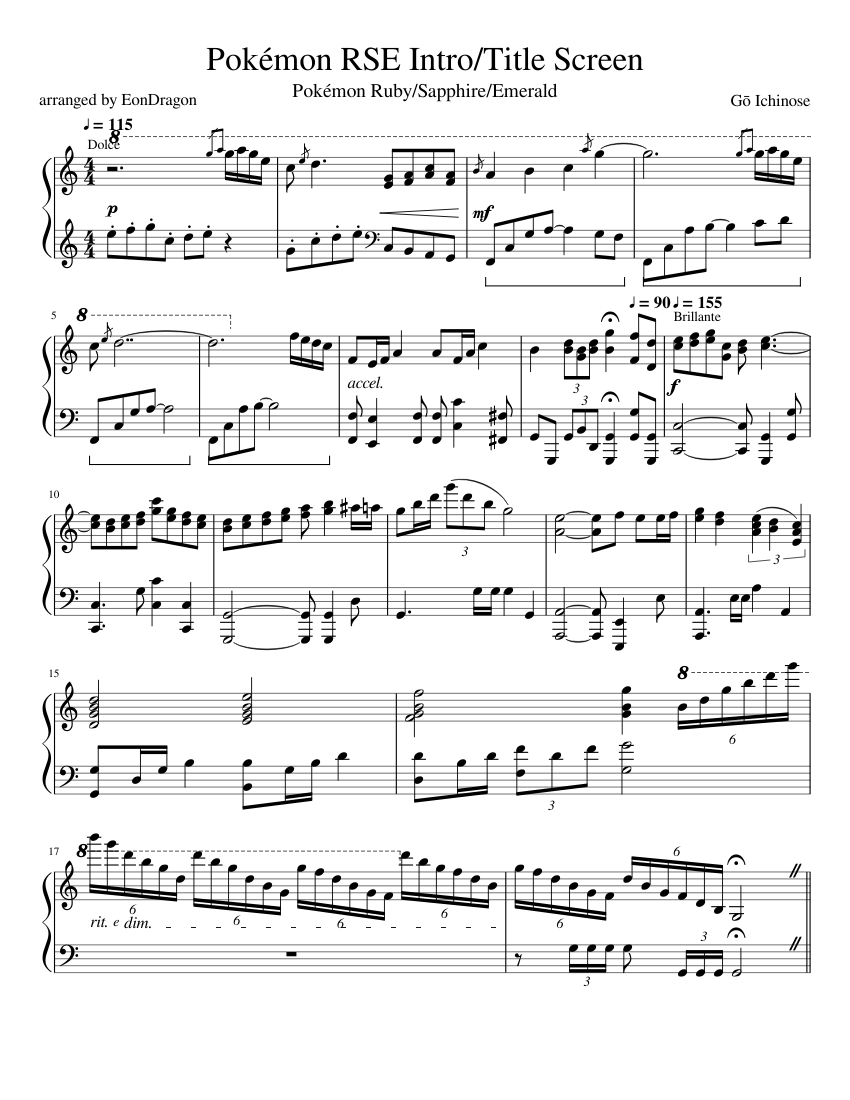 Pokémon RSE Intro/Title Screen Sheet music for Piano | Download free in