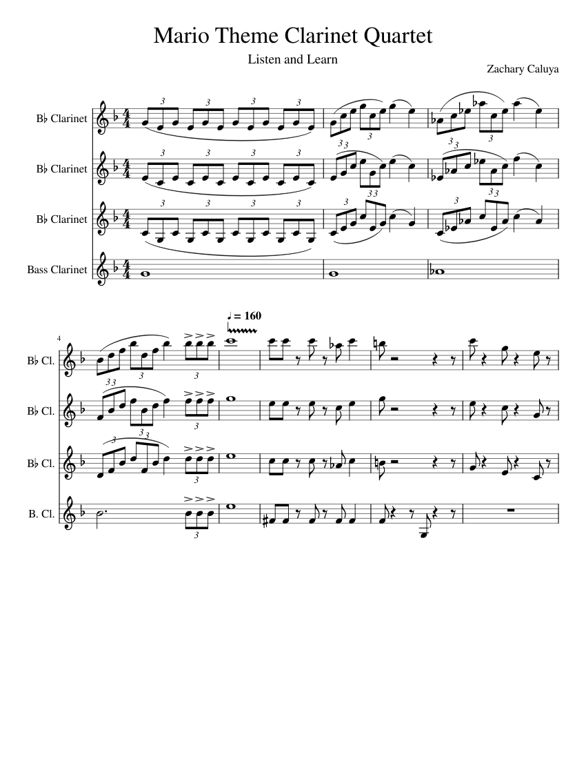 Mario Theme Quartet Sheet music for Download free
