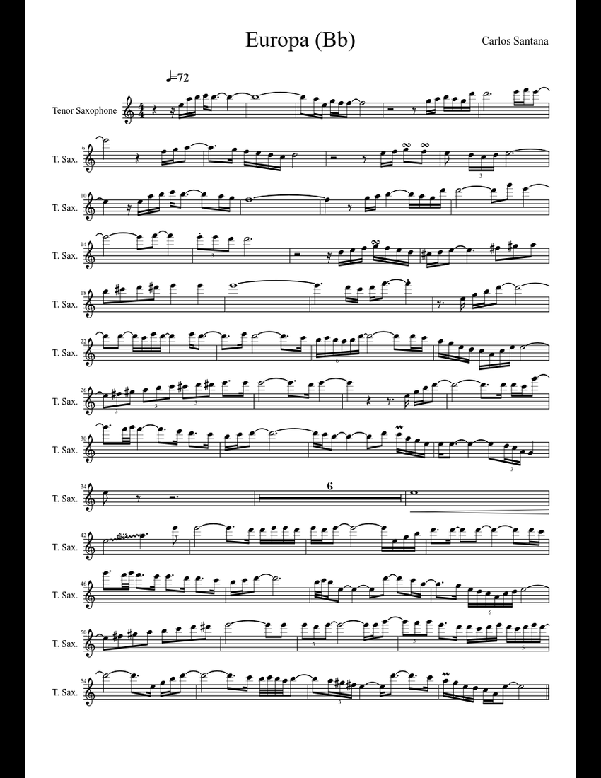Europa (solo sax ténor) sheet music download free in PDF or MIDI