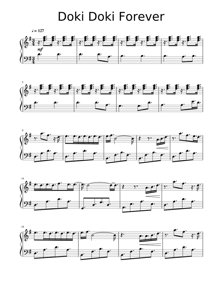 Doki Doki Forever Sheet Music For Piano Download Free In Pdf Or