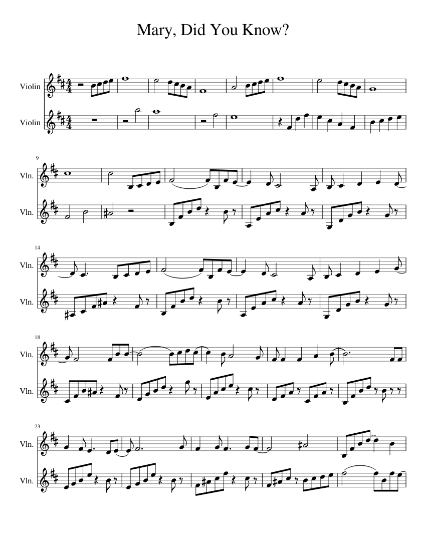 Mary Did You Know sheet music - Score 0 @850x1100