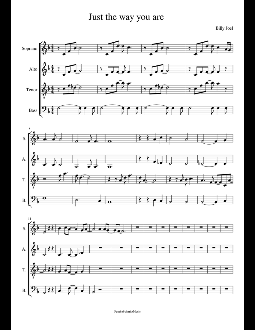 Just the way you are sheet music for Piano download free in PDF or MIDI