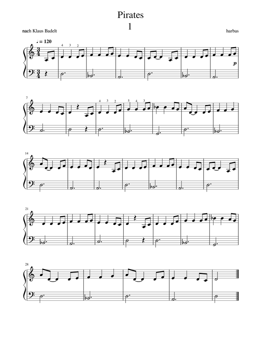 Pirates of the Caribbean by Klaus Badelt (exercise) Sheet music for