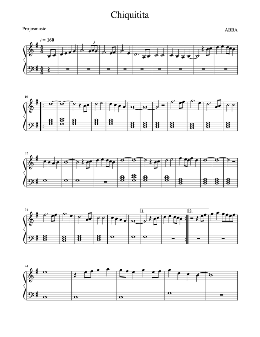 Chiquitita Sheet music for Piano (Solo) | Musescore.com