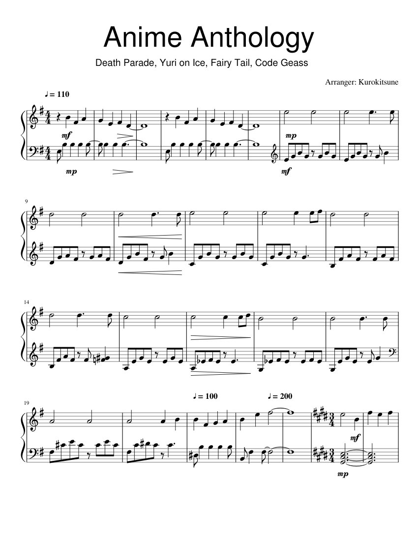 Piano Game With Anime Songs