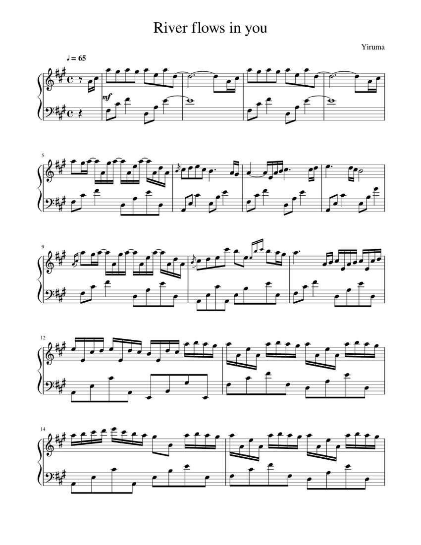River flows in you original Sheet music for Piano (Solo) | Musescore.com