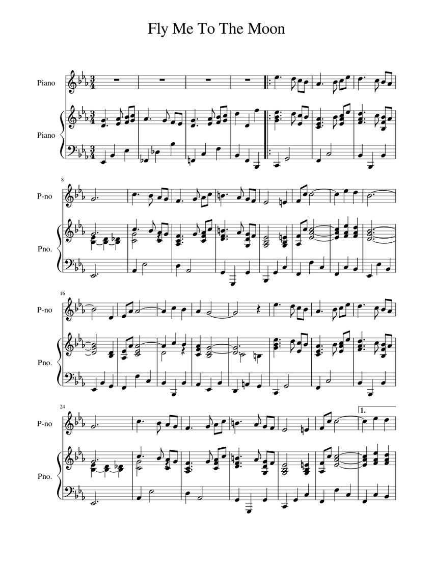 Fly Me To The Moon Sheet music for Piano | Download free in PDF or MIDI