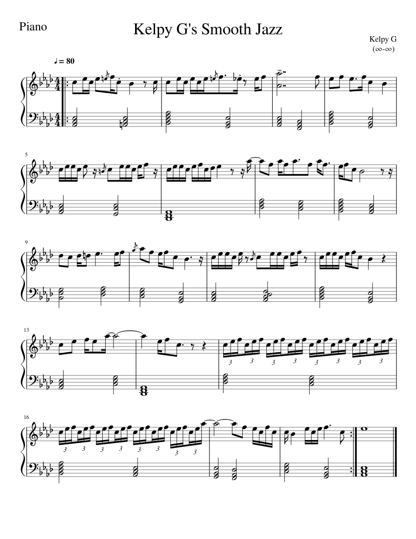Kelpy G s Smooth Jazz Sheet music for Piano Download free in PDF or MIDI