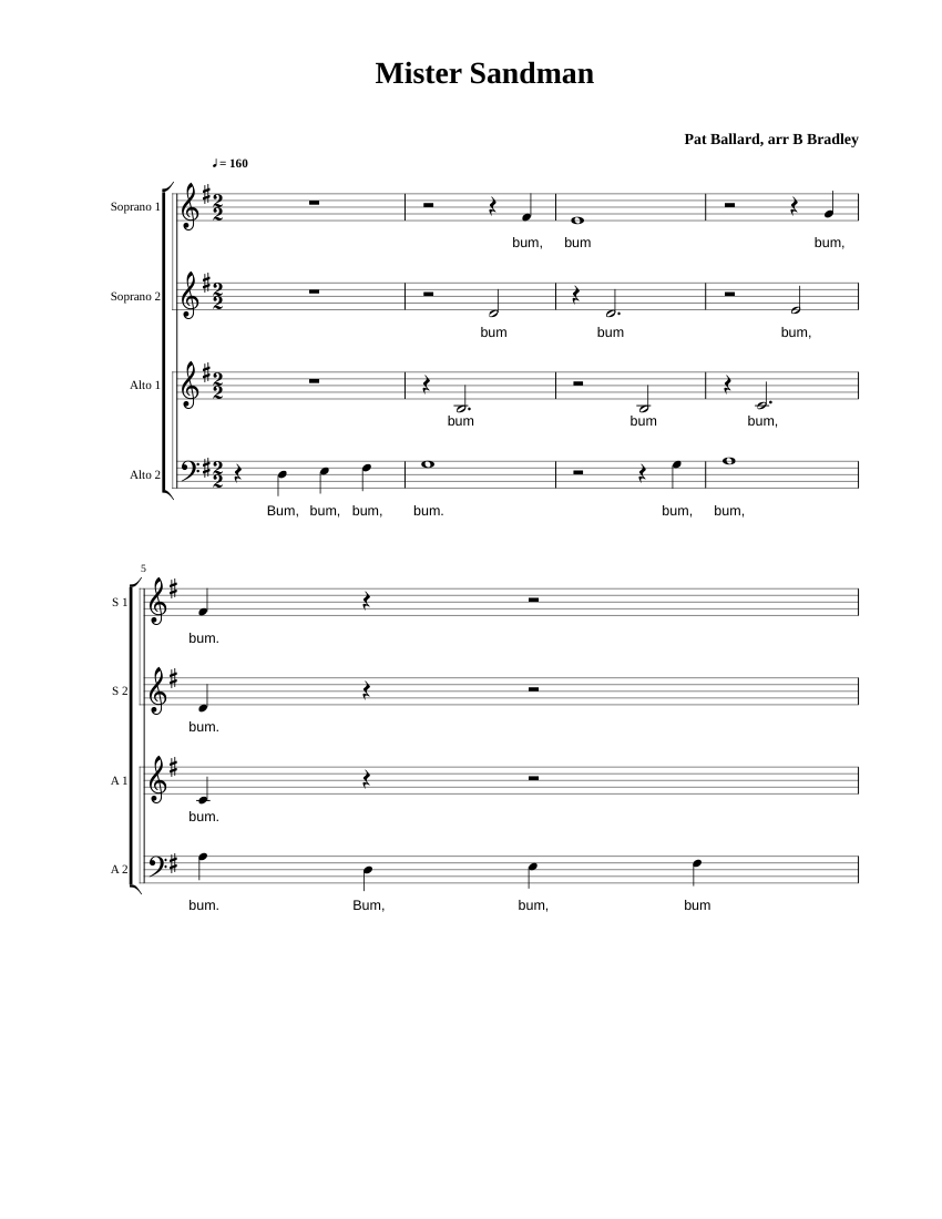 Mister Sandman sheet music for Piano download free in PDF or MIDI
