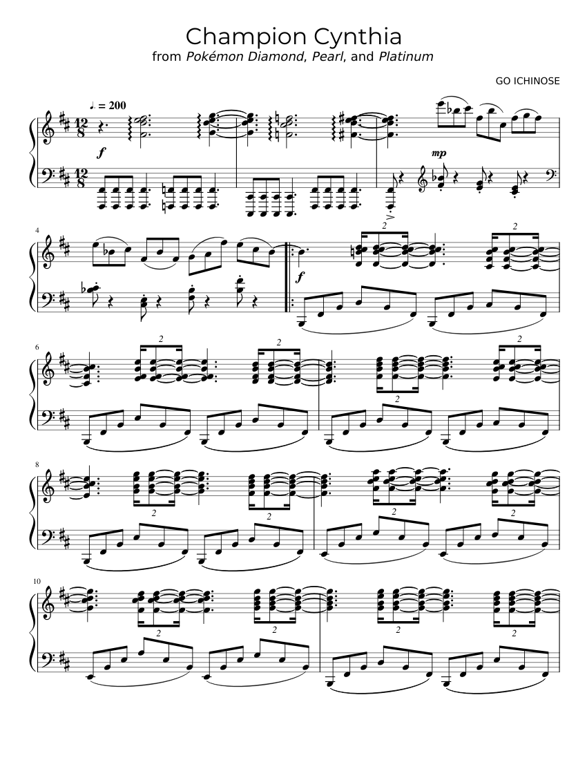 Champion Cynthia sheet music for Piano download free in PDF or MIDI