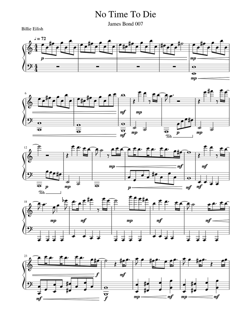 No Time To Die Piano Sheet music for Piano (Solo)