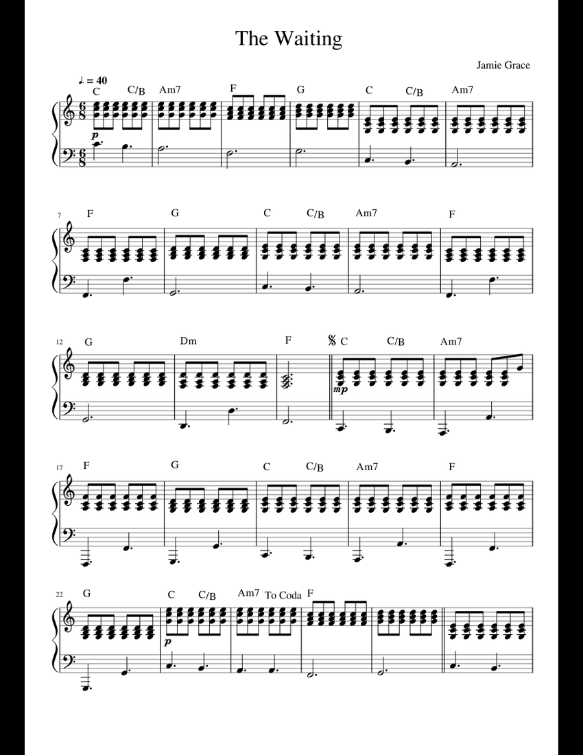 The Waiting sheet music for Piano download free in PDF or MIDI