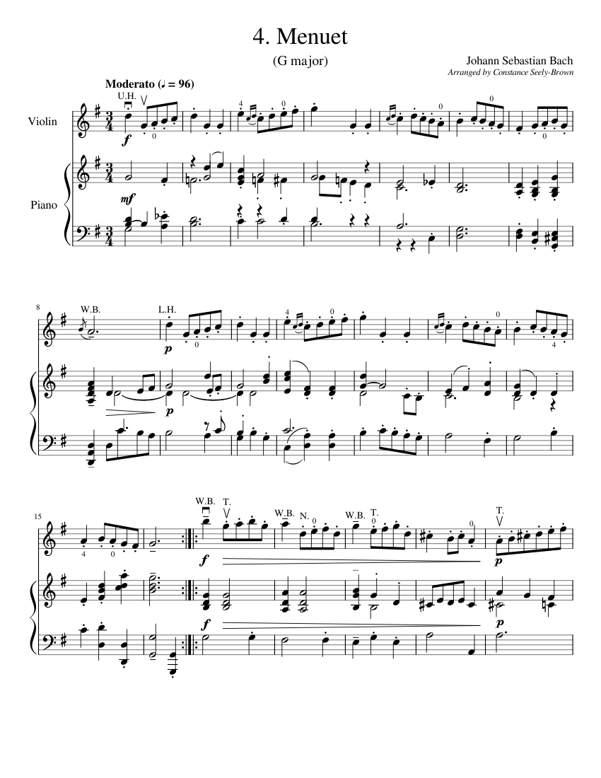 Minuet in G major, BWV Anh. 114 from Notebooks for Anna Magdalena Bach ...