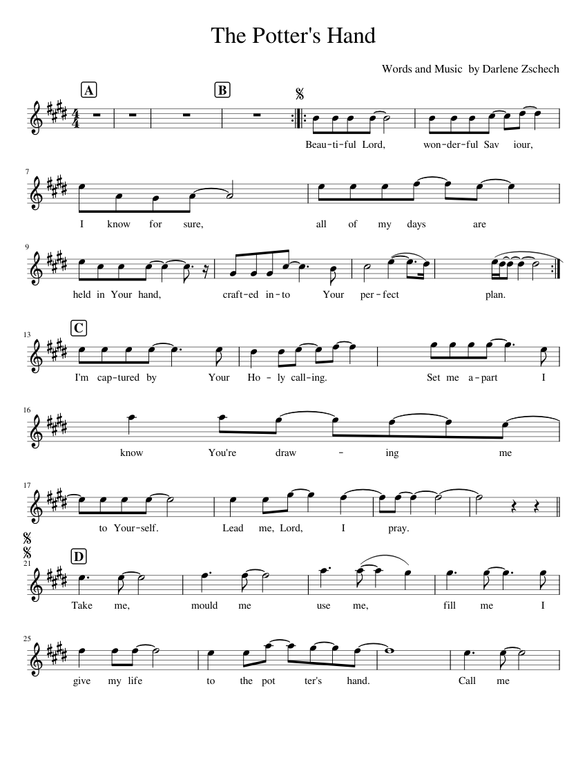 The Potter's Hand Sheet music for Piano Download free in PDF or MIDI