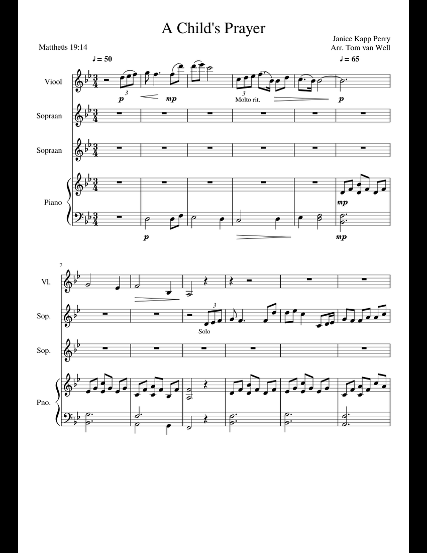A Child s Prayer sheet music for Violin, Piano, Voice download free in