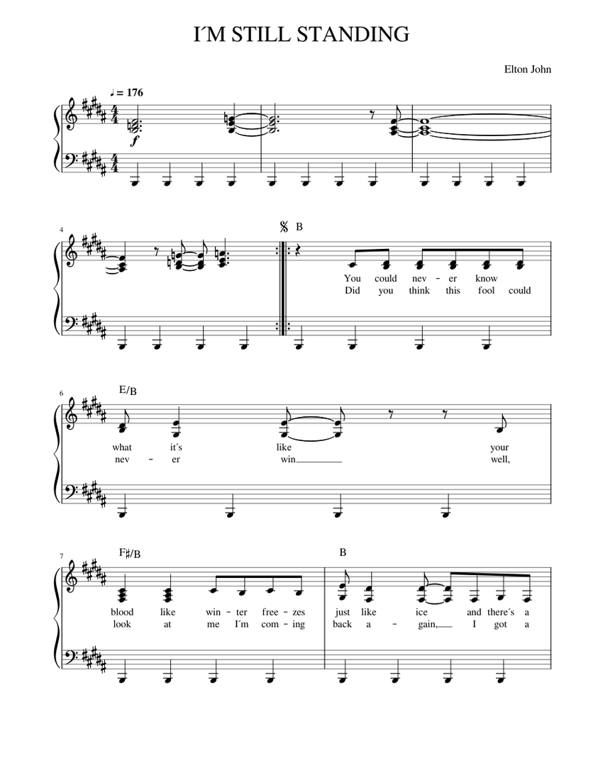 I m still standing 1 sheet music for piano download free in pdf or