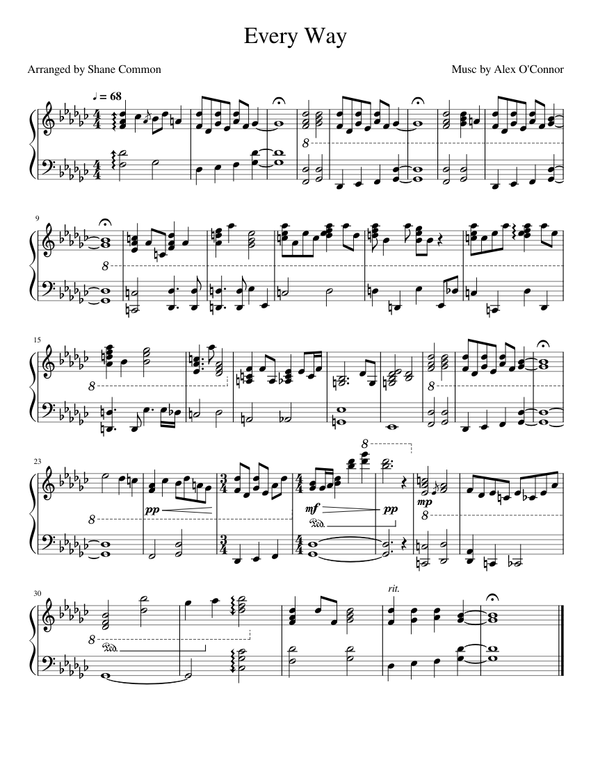 Every Way - Rex Orange County Sheet music for Piano | Download free in