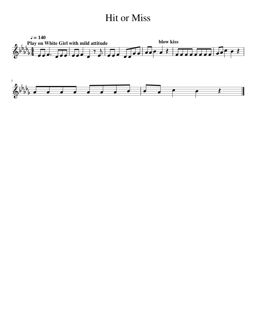 Hit Or Miss Sheet Music For Piano Download Free In Pdf Or Midi