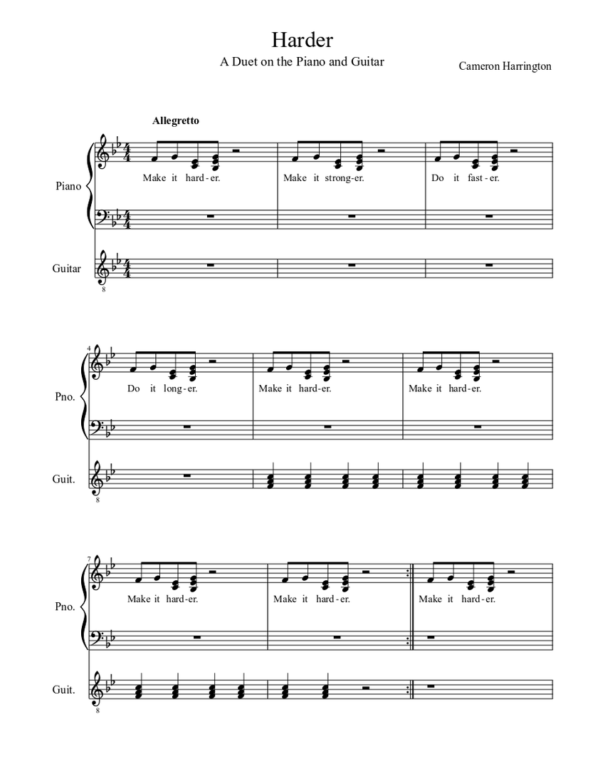 Harder Sheet music for Piano, Guitar (Mixed Duet)