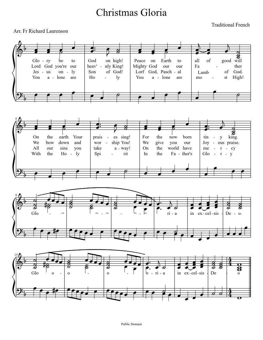 Christmas Carol Gloria Lyrics 