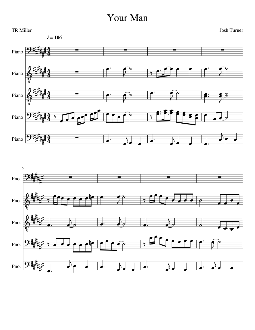 Your Man Sheet music for Piano | Download free in PDF or MIDI