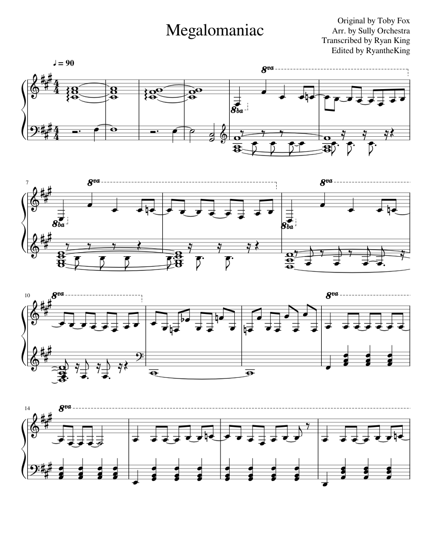Megalomaniac Piano Cover Sheet Music For Piano Solo Musescore Com - megalovania sheet music piano roblox roblox