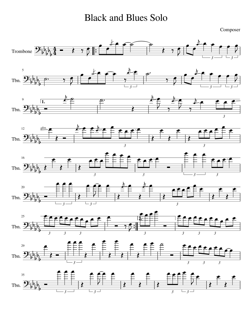 Black and Blues Solo Sheet music for Piano, Trombone | Download free in ...