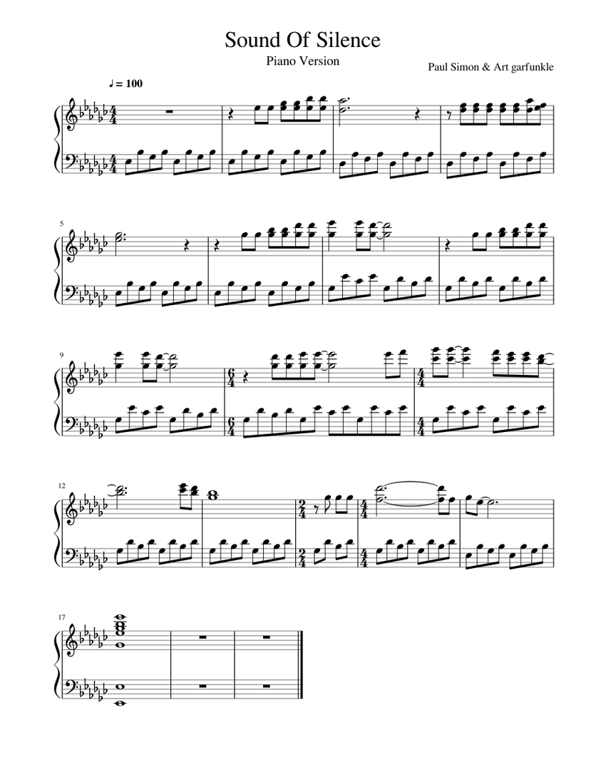 Sound Of Silence Piano Noten Kostenlos