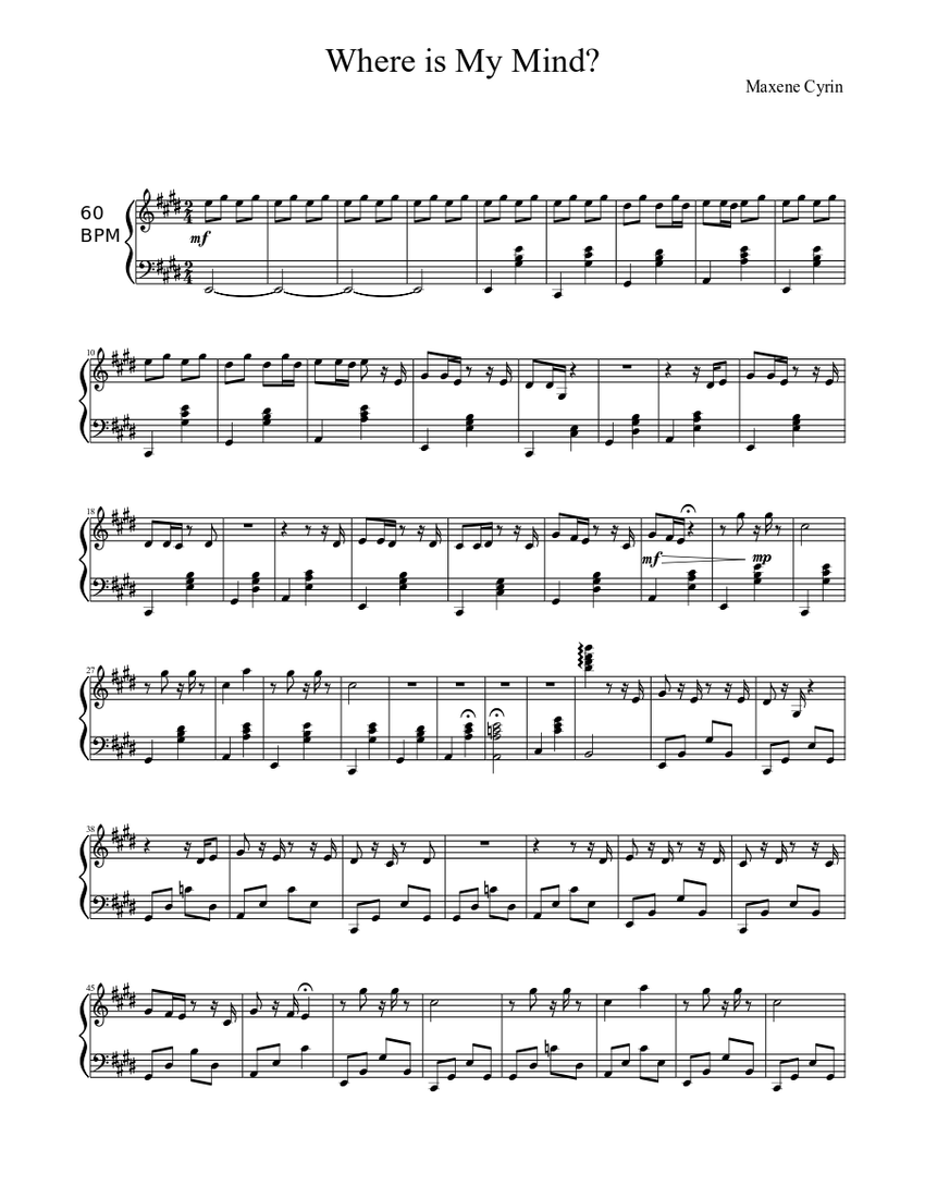 Where is My Mind? Sheet music