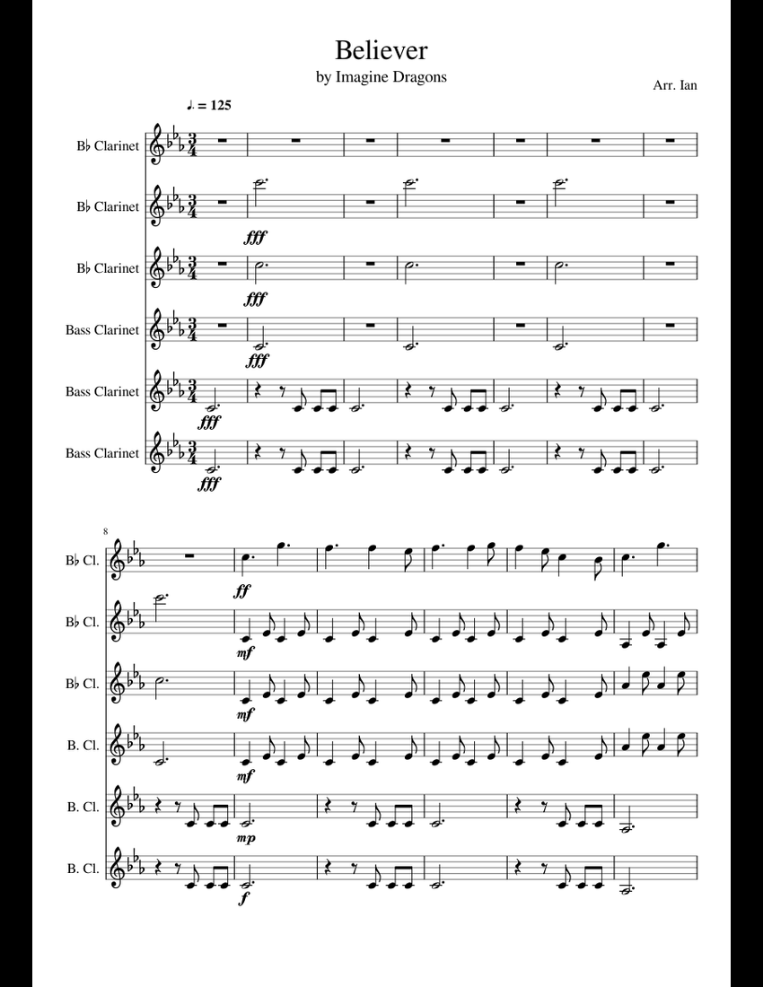 Believer by Imagine Dragons sheet music for download free in PDF or MIDI