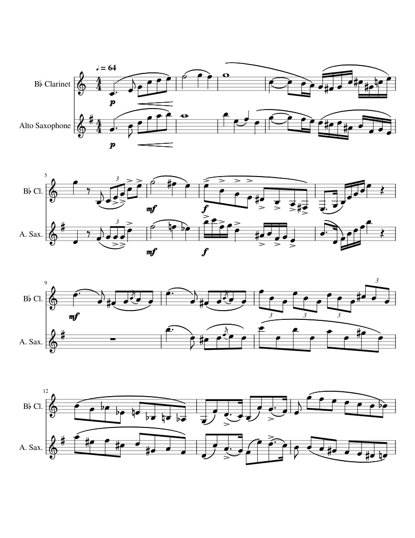 Rose & Saxophone Duet Sheet music for (In B Flat