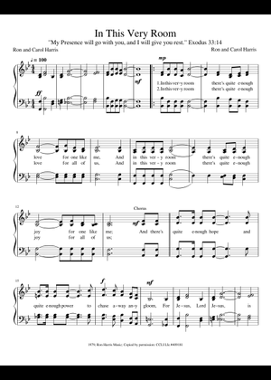 In This Very Room Sheet Music For Clarinet Piano Voice