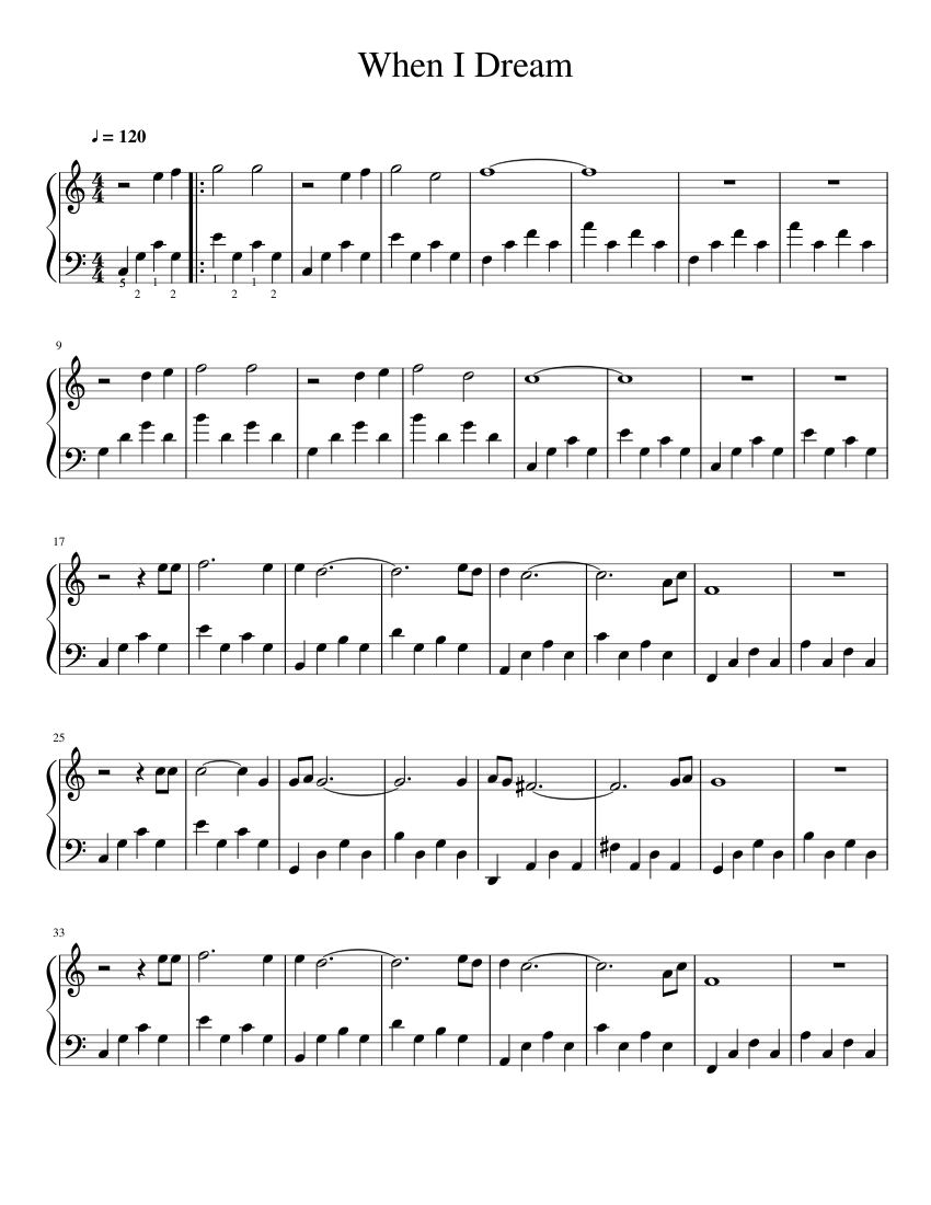 When I Dream Sheet music for Piano | Download free in PDF or MIDI
