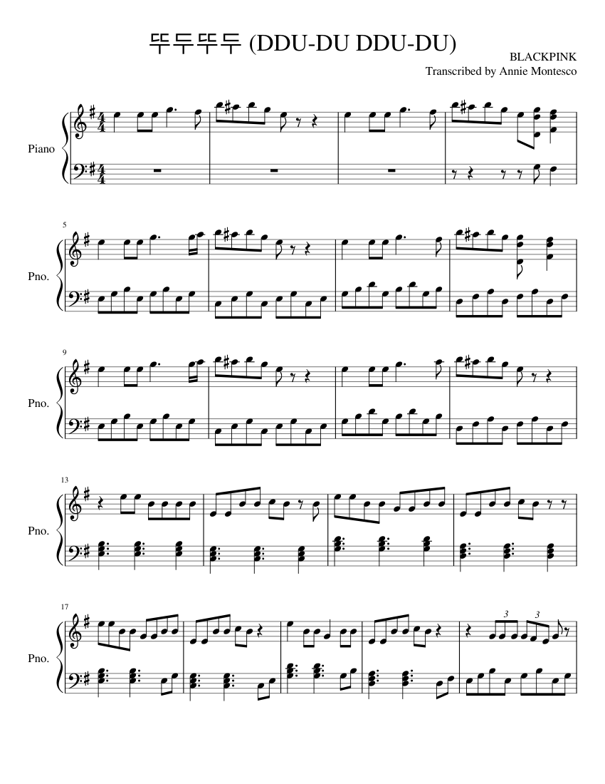 DDU DU DDU DU- Blackpink Kpop sheet music for Piano download free in