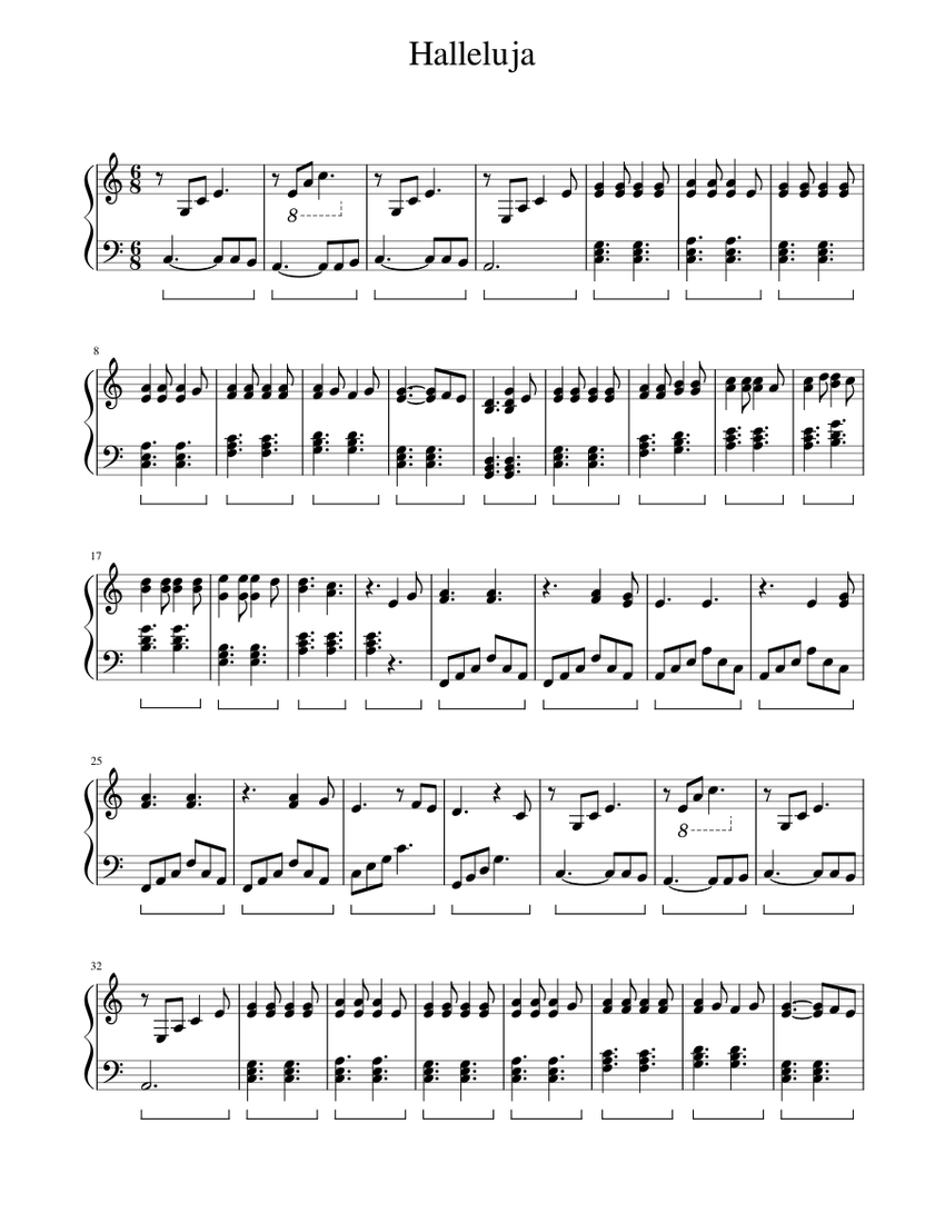 Hallelujah - Leonard Cohen Sheet music for Piano (Solo) | Musescore.com