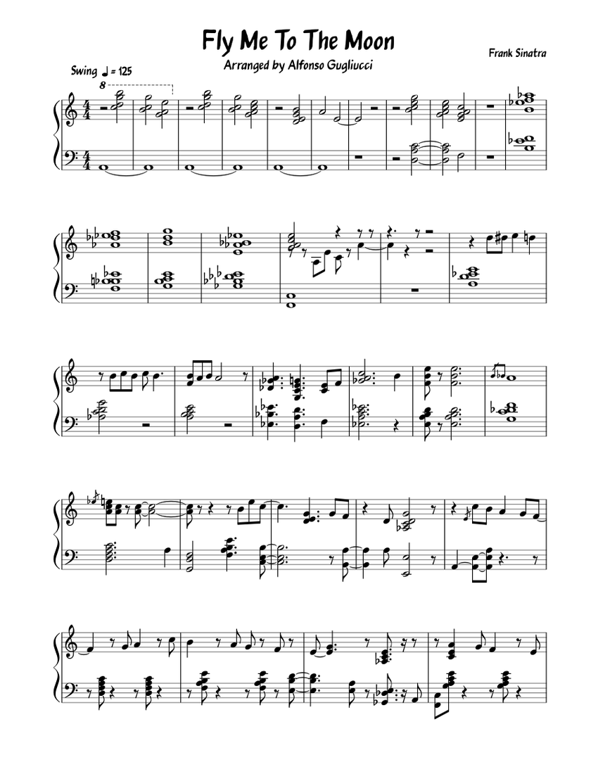 Fly Me Too The Moon Jazz Piano Solo Version Sheet music for Piano (Solo)