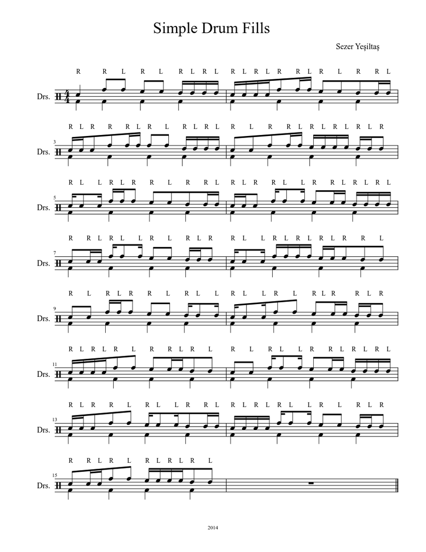 Simple Drum Fills Sheet music Download free in PDF or MIDI