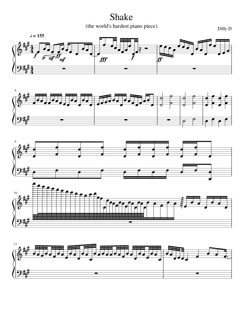 The World s Hardest Piano Piece sheet music for Piano download free in