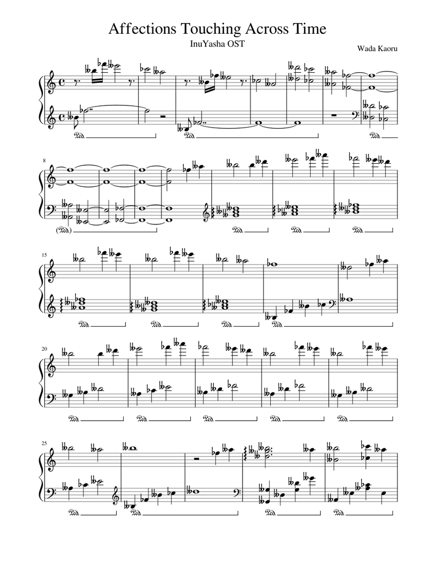 Affections Touching Across Time Sheet Music For Piano Solo 