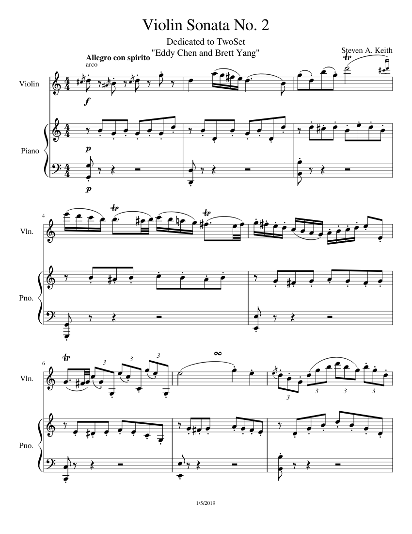 Violin Sonata No 2 "twoset" Sheet music for Violin, Piano | Download ...