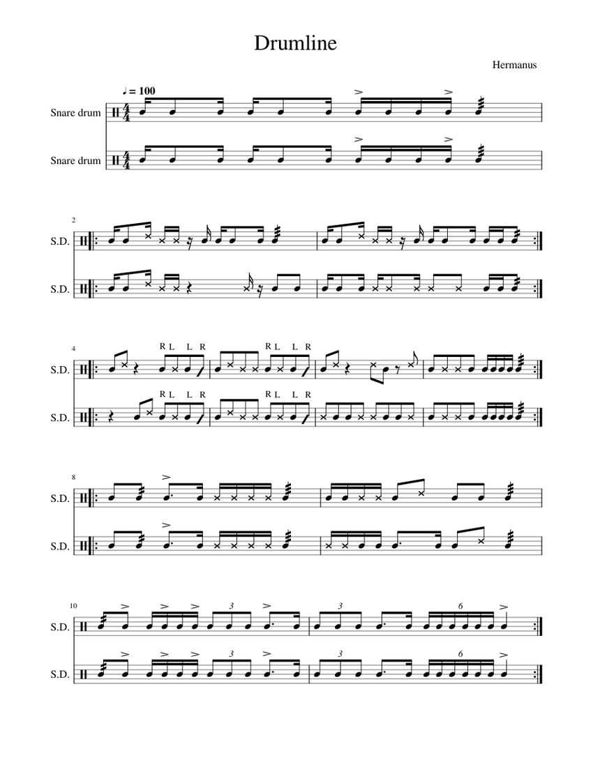 Snare drum Duet Sheet music for Snare Drum (Percussion Duet