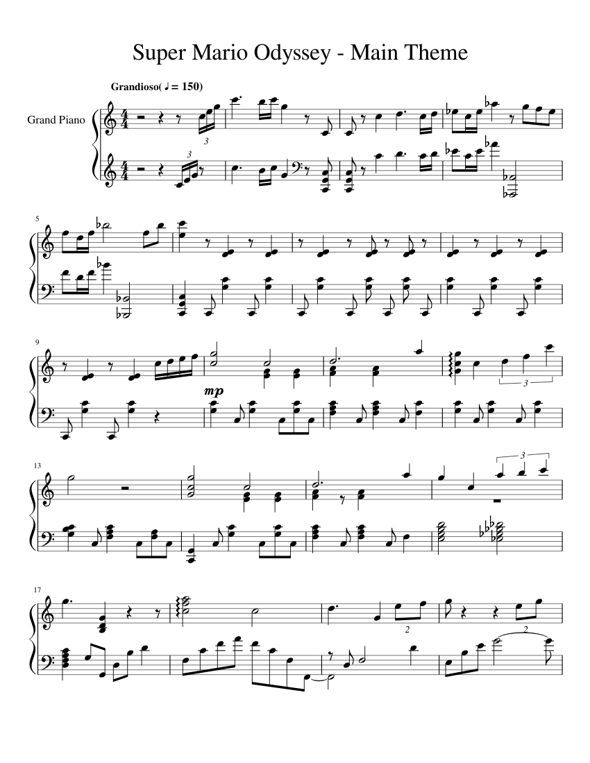 Super Mario Odyssey Main Theme Sheet music for Piano | Download free in ...