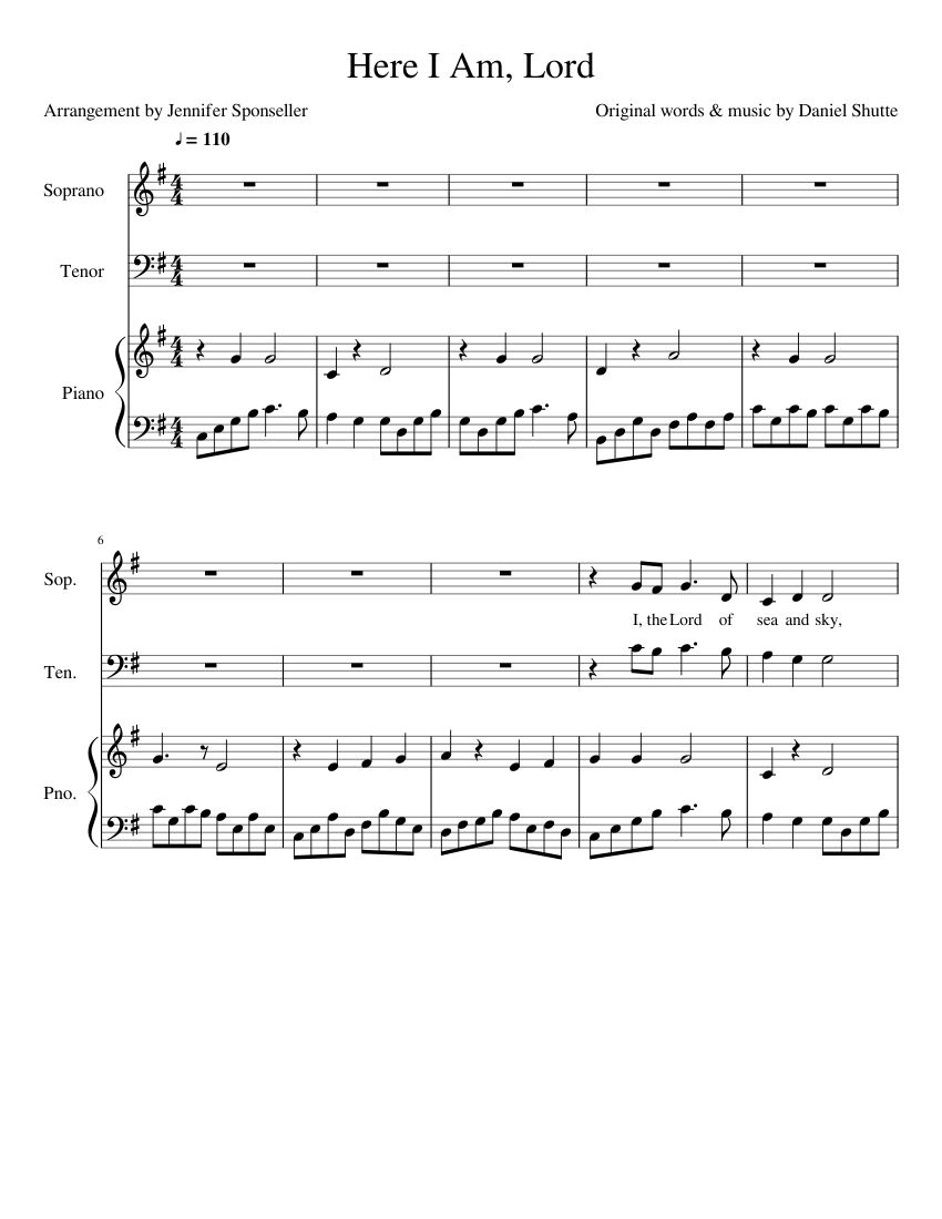 Here I Am Lord sheet music for Piano, Voice download free in PDF or MIDI