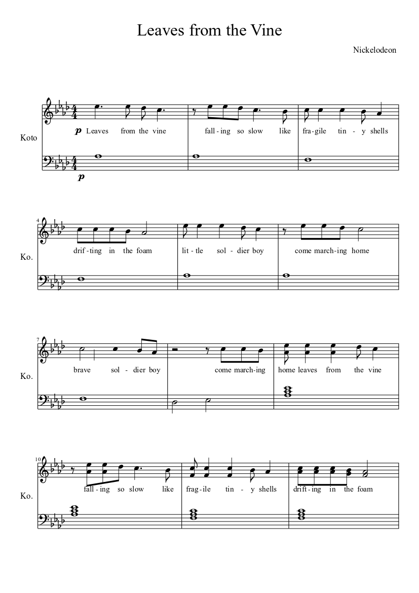 Leaves from the Vine sheet music download free in PDF or MIDI