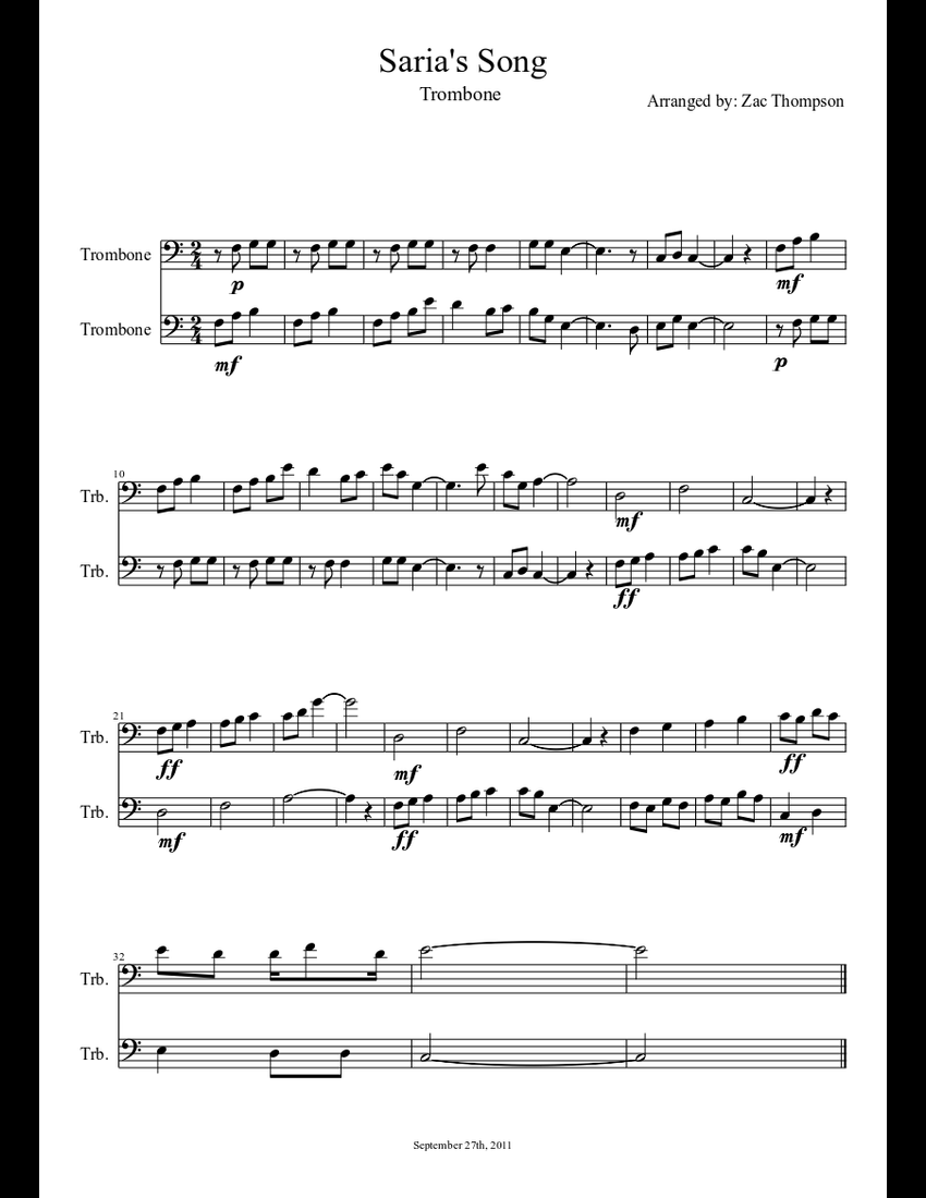 Saria's Song sheet music download free in PDF or MIDI