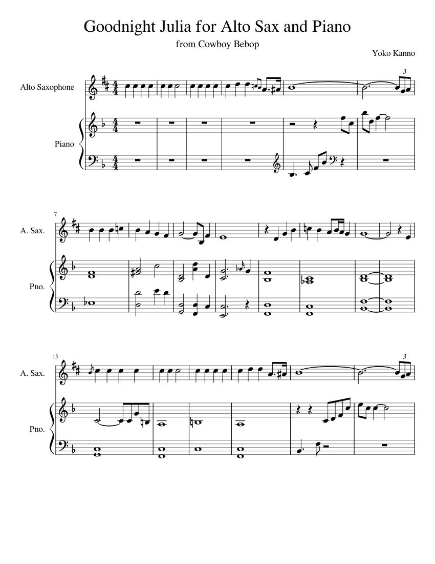 Goodnight Julia Piano Sheet Music