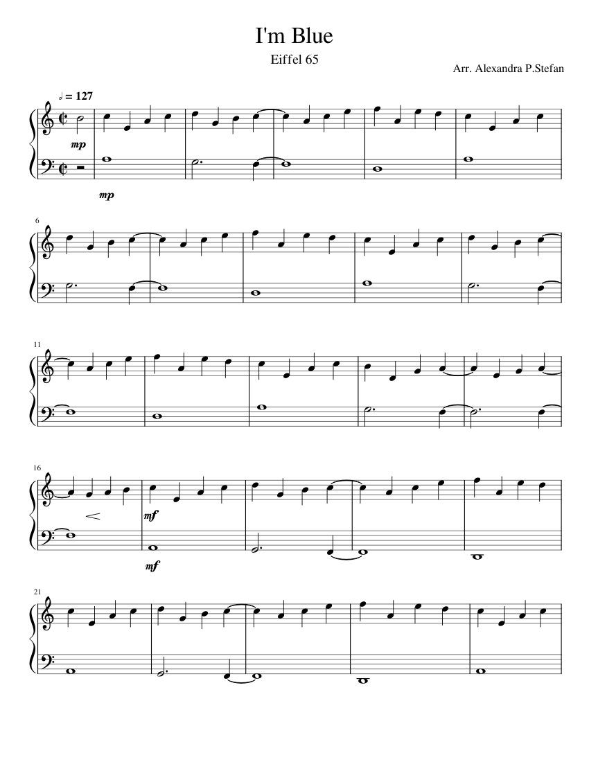 I m Blue Sheet music for Piano | Download free in PDF or MIDI