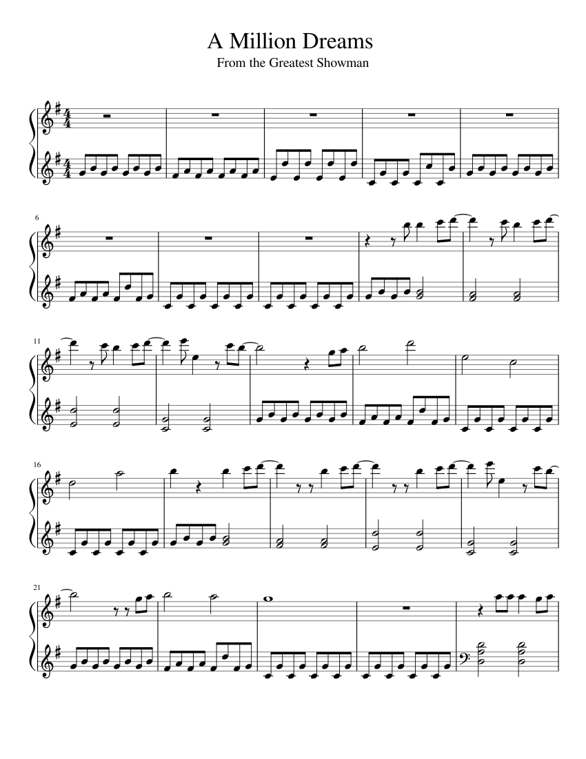 A Million Dreams - Easy Piano sheet music for Piano ...