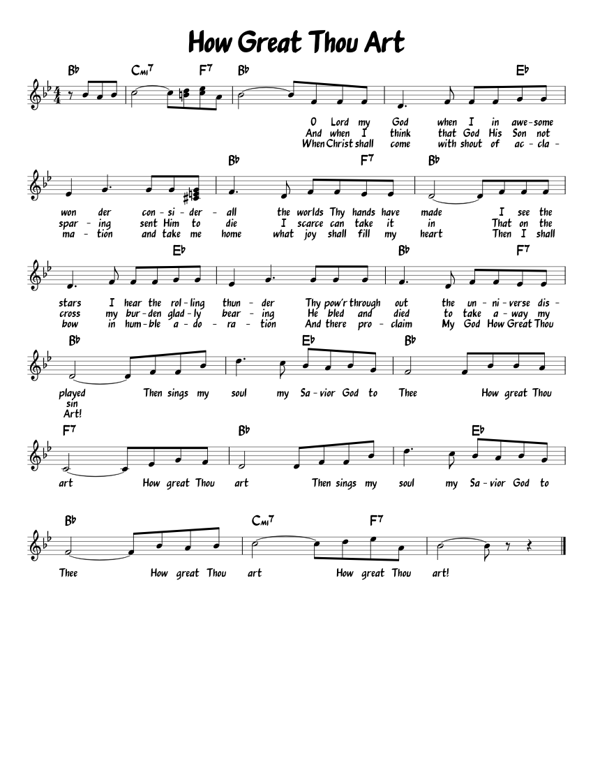 How Great Thou Art Sheet music for Piano | Download free in PDF or MIDI | Musescore.com