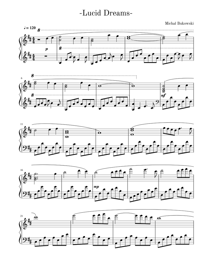 Lucid Dreams Piano Composition Sheet Music For Piano Download Free In Pdf Or Midi Musescore Com